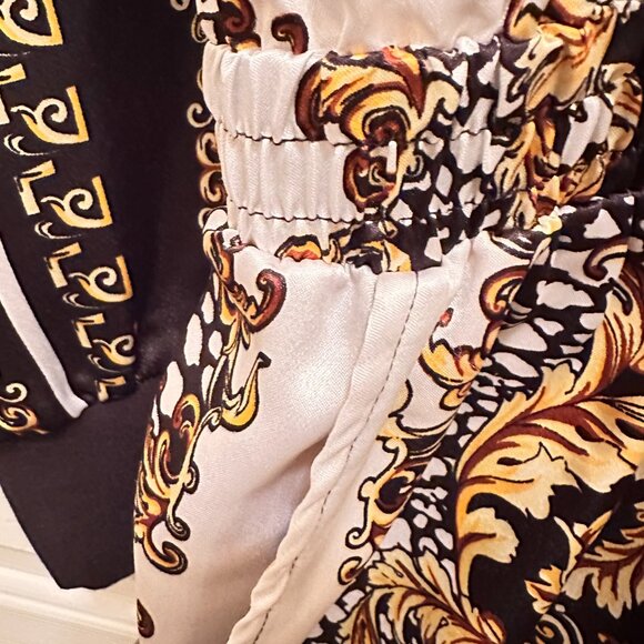 Ornate White, Gold & Black Floral Jumpsuit - Picture 6 of 9